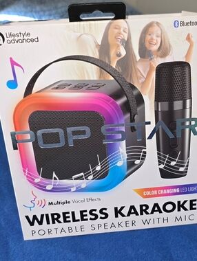 Portable Wireless Karaoke Speaker with Mic - Black